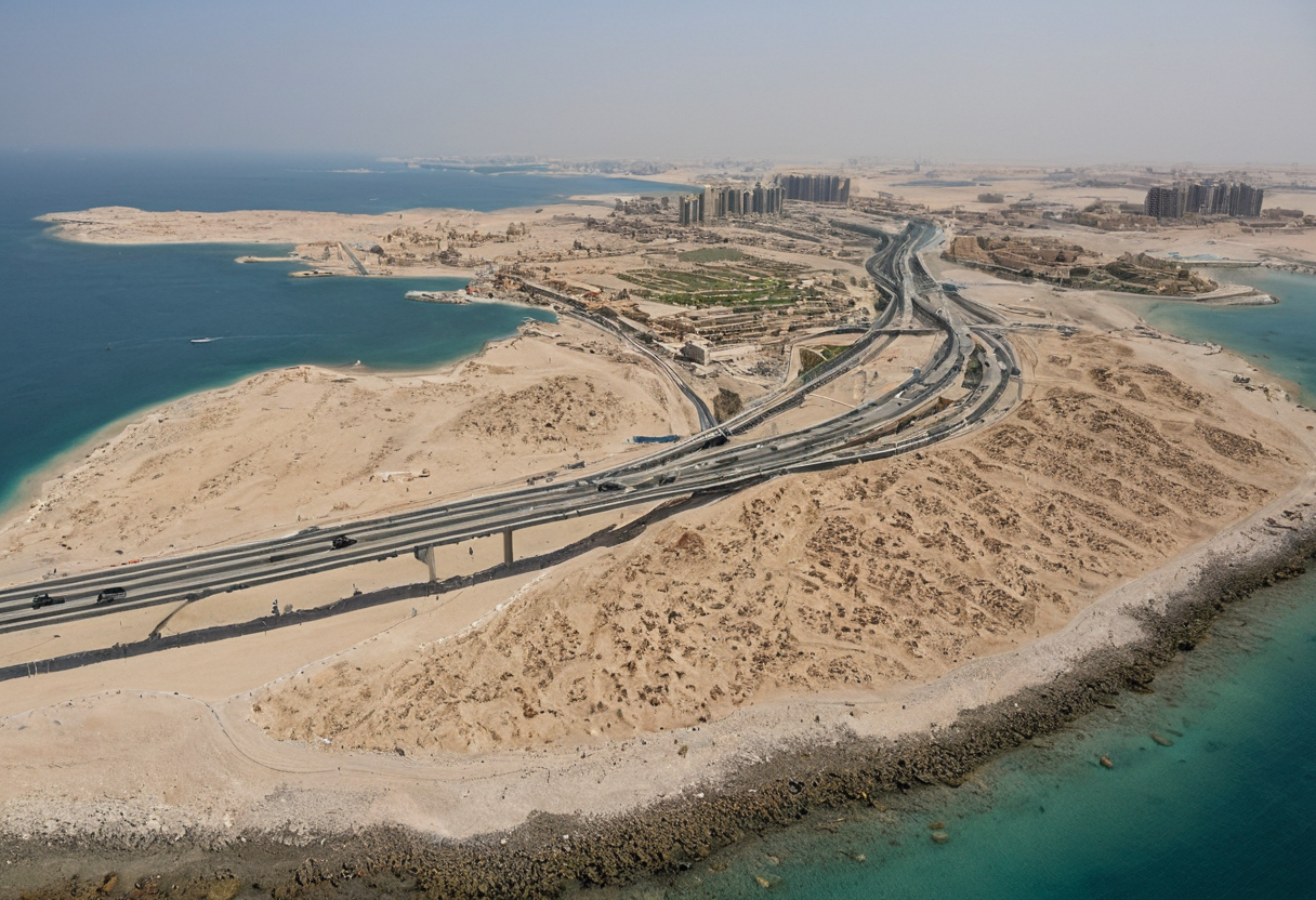 How should announced and under-construction Al Marjan Island projects be described travel planning visual